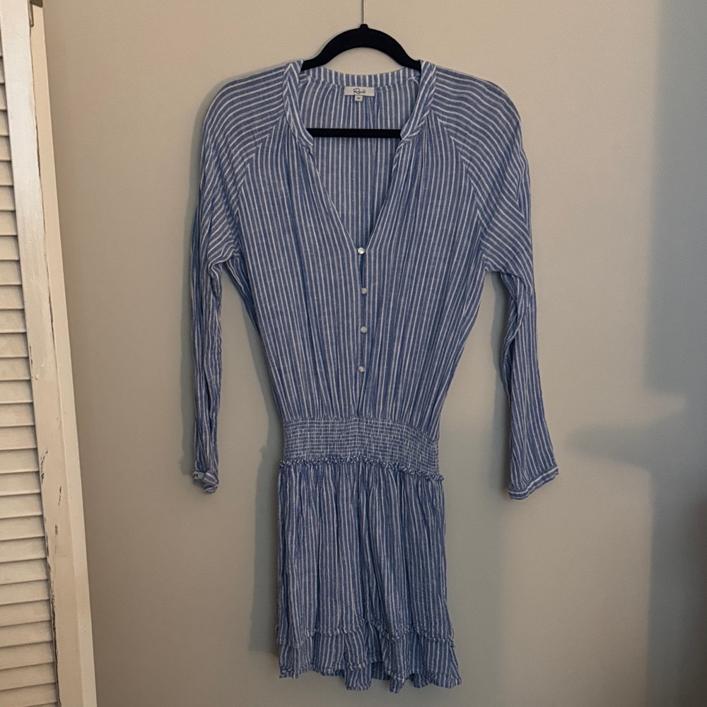 Rails Blue and White Striped Long Sleeve Dress
